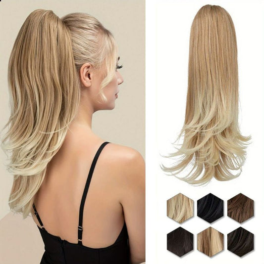 Clip-on Ponytail Hairpiece - Dual-use design, rotate 180 degrees to switch between styles. Made of synthetic V1232-LYZJJF001