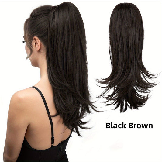 Clip-on Ponytail Hairpiece - Dual-use design, rotate 180 degrees to switch between styles. Made of synthetic V1232-LYZJJF002