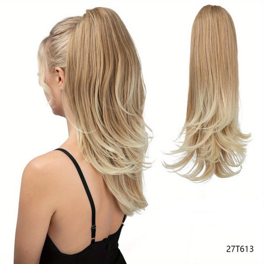 Clip-on Ponytail Hairpiece - Dual-use design, rotate 180 degrees to switch between styles. Made of synthetic V1232-LYZJJF005