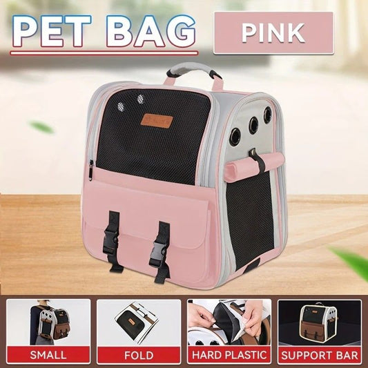 Cat Backpack Carrier - Lightweight, Foldable, Shape-Retaining Travel Bag for Cats and Small Dogs up to V1232-MBB002