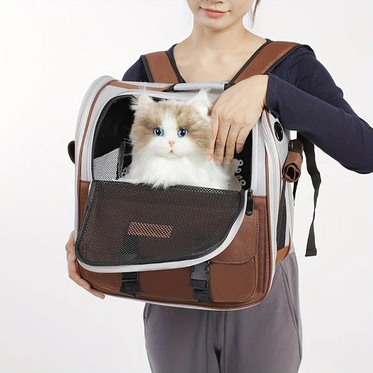 Cat Backpack Carrier - Lightweight, Foldable, Shape-Retaining Travel Bag for Cats and Small Dogs up to V1232-MBB003