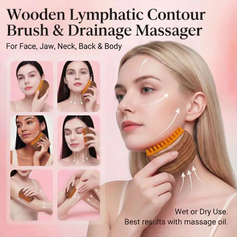 Dual-Sided Lymphatic Massage Brush: Silicone Boosts Circulation, Gua Sha Lifts, Wet & Dry Use, Essential Home V1232-MBLKS001