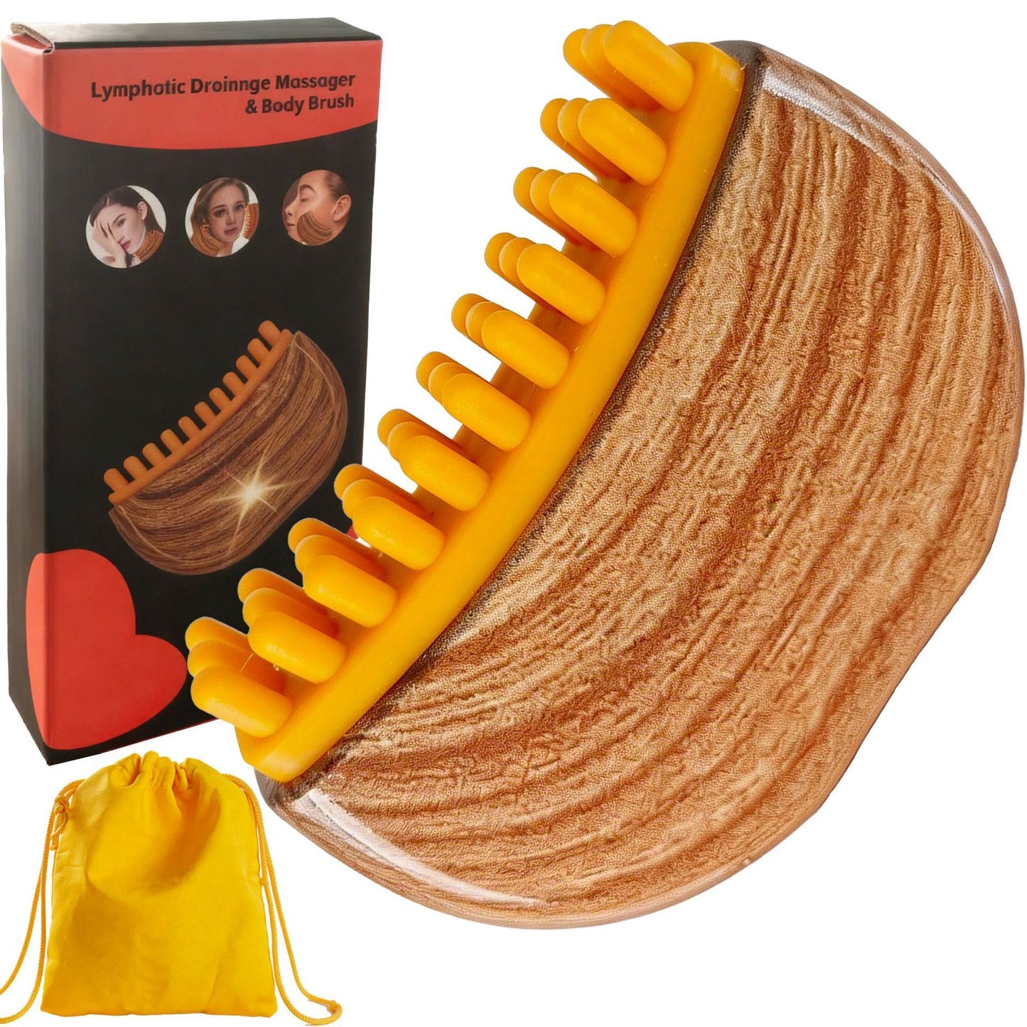 Dual-Sided Lymphatic Massage Brush: Silicone Boosts Circulation, Gua Sha Lifts, Wet & Dry Use, Essential Home V1232-MBLKS001