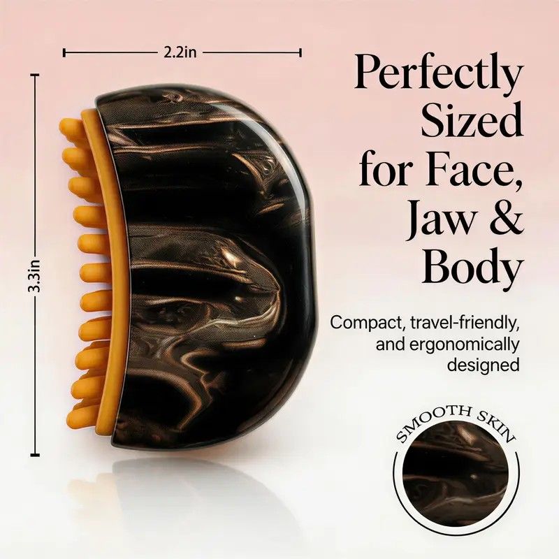 Dual-Sided Lymphatic Massage Brush: Silicone Boosts Circulation, Gua Sha Lifts, Wet & Dry Use, Essential Home V1232-MBLKS002