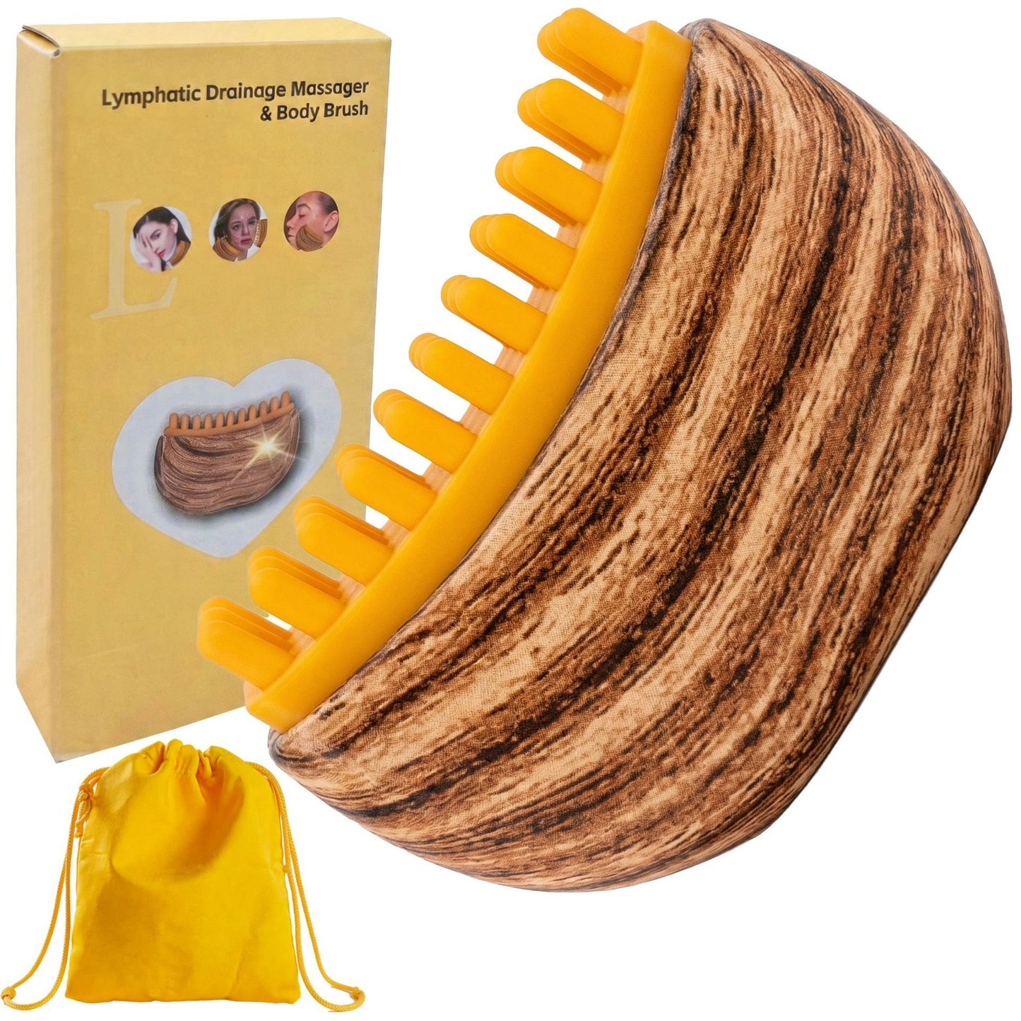 Dual-Sided Lymphatic Massage Brush: Silicone Boosts Circulation, Gua Sha Lifts, Wet & Dry Use, Essential Home V1232-MBLKS002