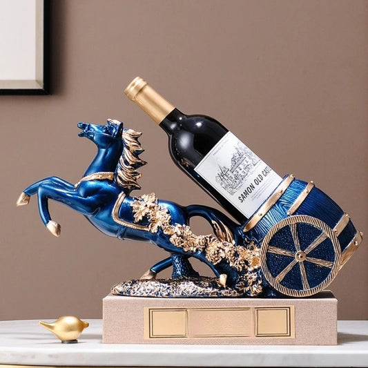 Freestanding Luxury Wine Rack, Stable Partitioned Storage, Hand-Carved "Success at First Attempt" Horse, V1232-MDCGJJ002
