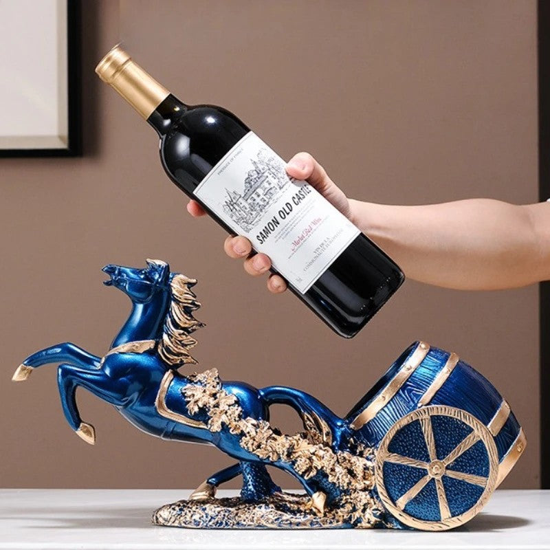 Freestanding Luxury Wine Rack, Stable Partitioned Storage, Hand-Carved "Success at First Attempt" Horse, V1232-MDCGJJ002