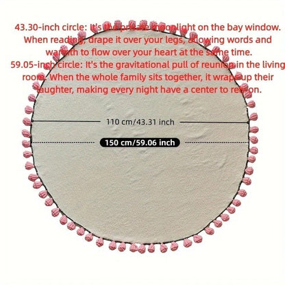 Hand-Crocheted Rose Round Blanket: A versatile romantic gift that brightens everyday warmth. (Diameter: 110 V1232-MGHT008