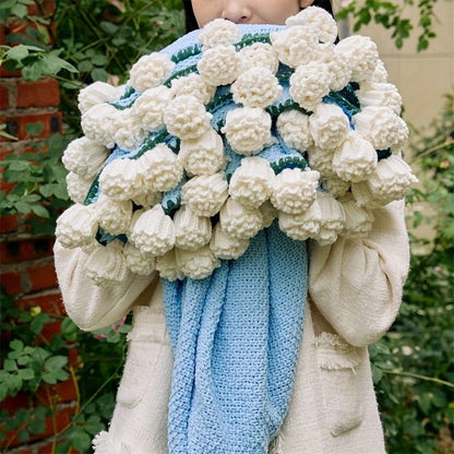 Hand-Crocheted Rose Round Blanket: A versatile romantic gift that brightens everyday warmth. (Diameter: 110 V1232-MGHT009