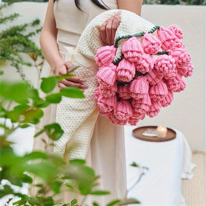 Hand-Crocheted Rose Round Blanket: A versatile romantic gift that brightens everyday warmth. (Diameter: 110 V1232-MGHT010