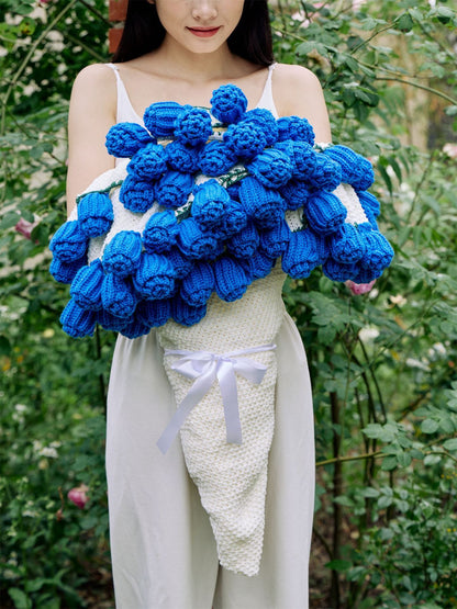 Hand-Crocheted Rose Round Blanket: A versatile romantic gift that brightens everyday warmth. (Diameter: 110 V1232-MGHT011