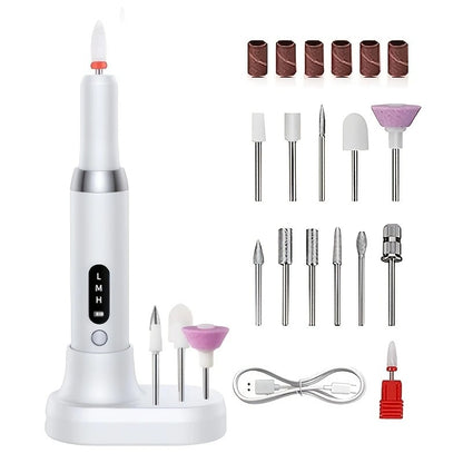 White Wireless Charging Nail Drill, 3-Speed Adjustable, Professional-Level Care in One Tool V1232-MJDMJ002