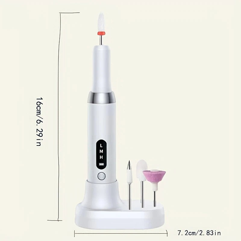 White Wireless Charging Nail Drill, 3-Speed Adjustable, Professional-Level Care in One Tool V1232-MJDMJ002