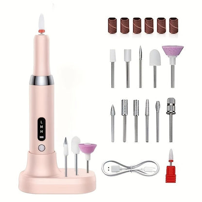 White Wireless Charging Nail Drill, 3-Speed Adjustable, Professional-Level Care in One Tool V1232-MJDMJ002