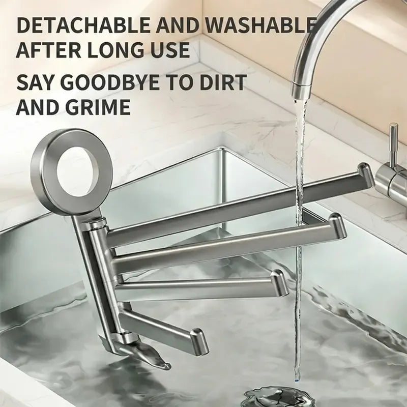 No-drill ABS Suction Cup Towel Rack, 180° Rotating Layered Storage, Dual Use for Kitchen and Bathroom, Sturdy Load Bearing and Easy to Clean./Milky white three-shot
