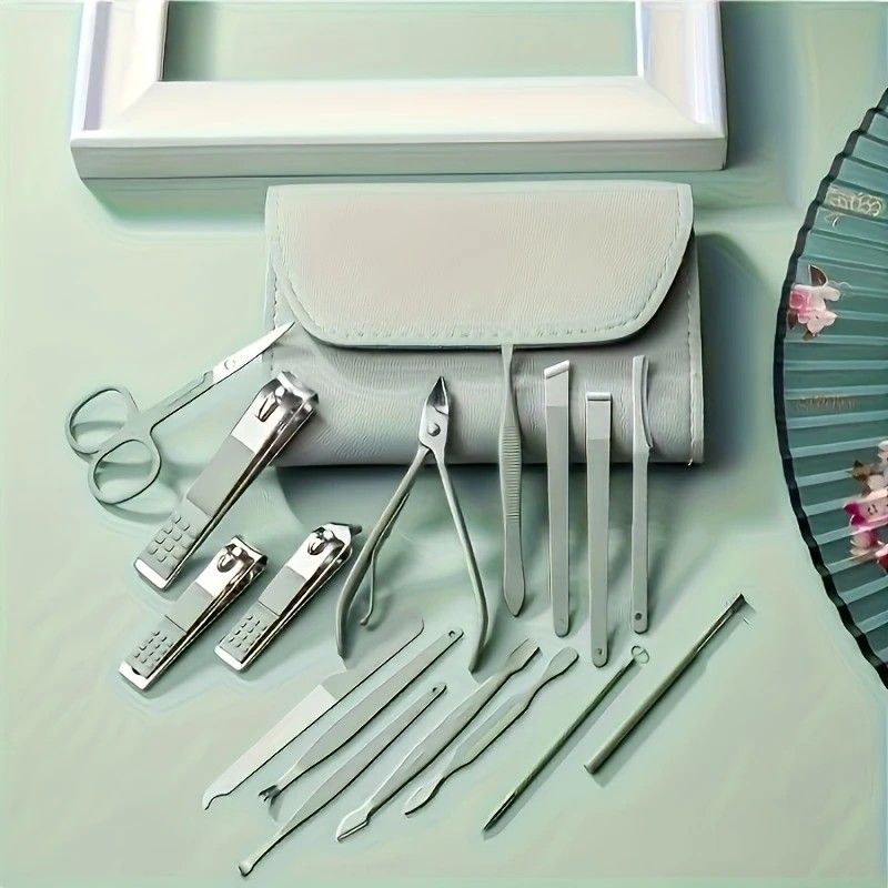 16-Piece Nail Care Set | Portable & Professional, One Box for Hand & Foot Details. green V1232-MJHLTZ001