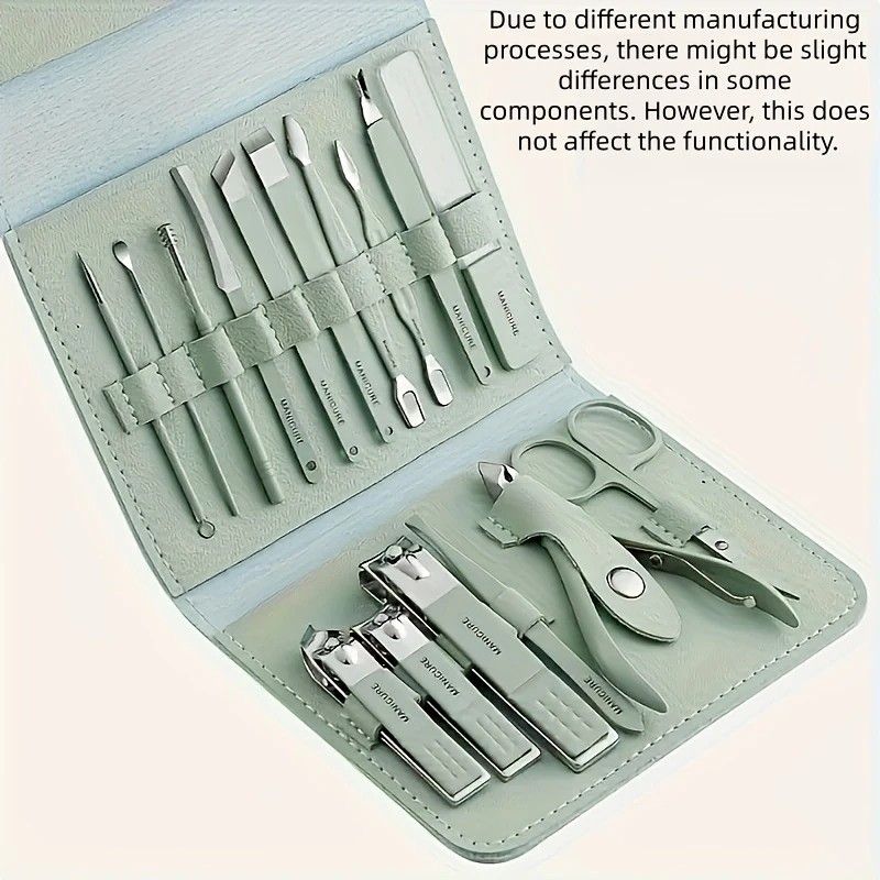 16-Piece Nail Care Set | Portable & Professional, One Box for Hand & Foot Details. green V1232-MJHLTZ001