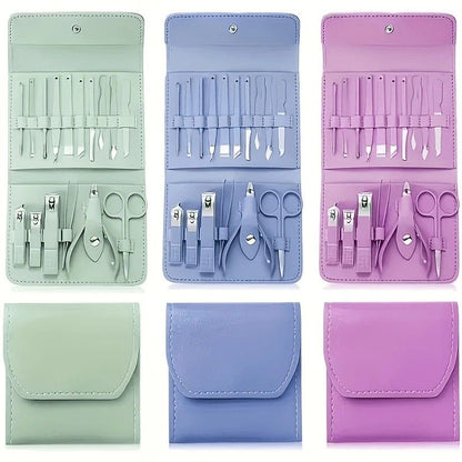 16-Piece Nail Care Set | Portable & Professional, One Box for Hand & Foot Details. green V1232-MJHLTZ001