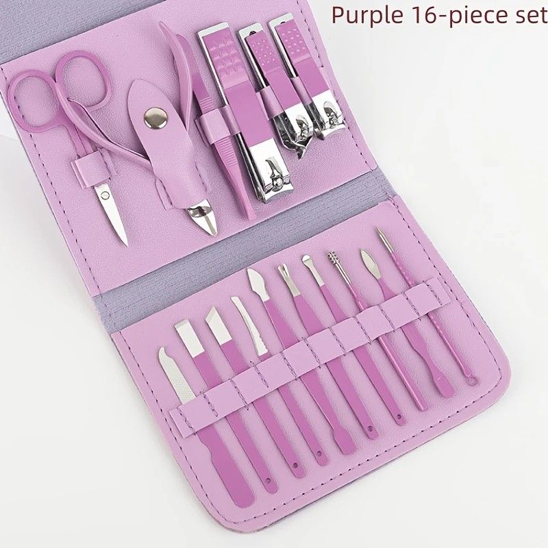 16-Piece Nail Care Set | Portable & Professional, One Box for Hand & Foot Details. green V1232-MJHLTZ001