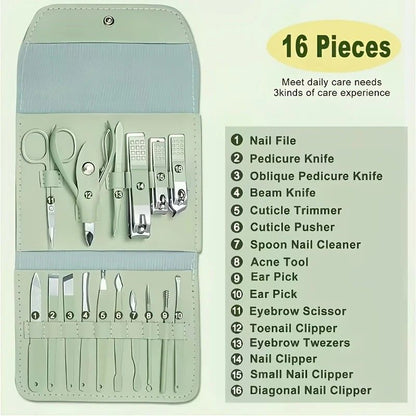 16-Piece Nail Care Set | Portable & Professional, One Box for Hand & Foot Details.BLUE V1232-MJHLTZ002
