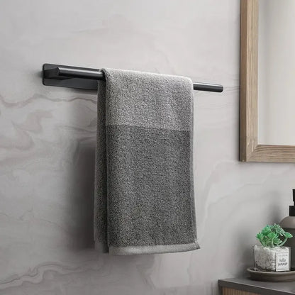 Stainless steel drill-free towel bar, rust-proof and durable, strong adhesive installation, super convenient for hanging towels in bathroom and kitchen../black