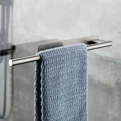 Stainless steel drill-free towel bar, rust-proof and durable, strong adhesive installation, super convenient for hanging towels in bathroom and kitchen../black