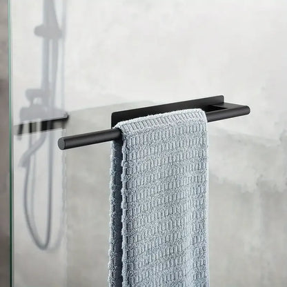 Stainless steel drill-free towel bar, rust-proof and durable, strong adhesive installation, super convenient for hanging towels in bathroom and kitchen../black