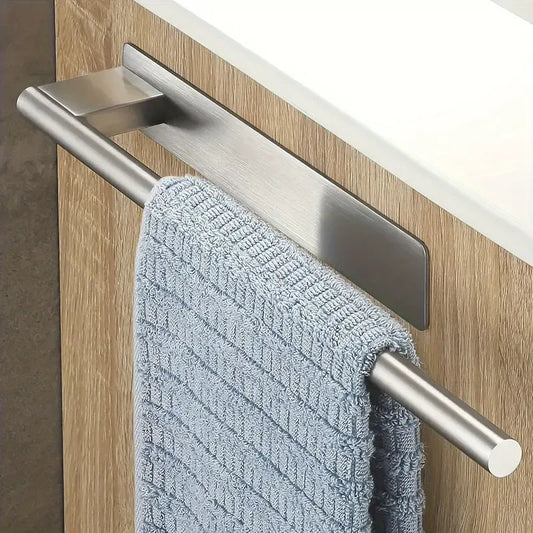 Stainless steel drill-free towel bar, rust-proof and durable, strong adhesive installation, super convenient for hanging towels in bathroom and kitchen../inherent