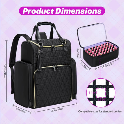 Nail Art Tool Storage Backpack: Removable Compartments, High-Capacity Categorized Storage, Multiple Carrying V1232-MJSNB001