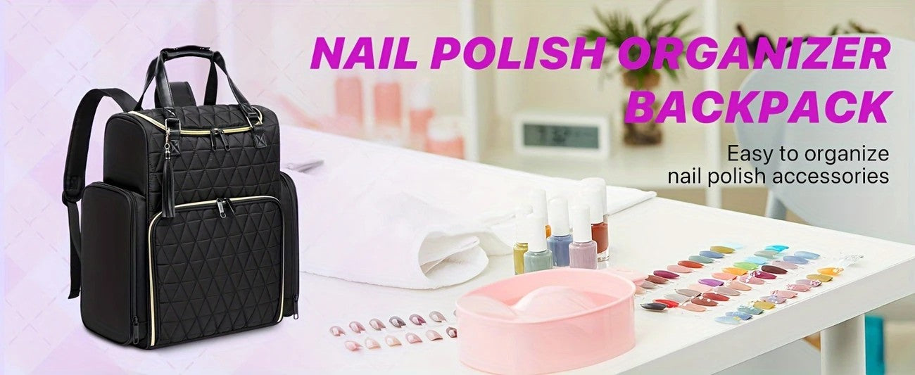 Nail Art Tool Storage Backpack: Removable Compartments, High-Capacity Categorized Storage, Multiple Carrying V1232-MJSNB001