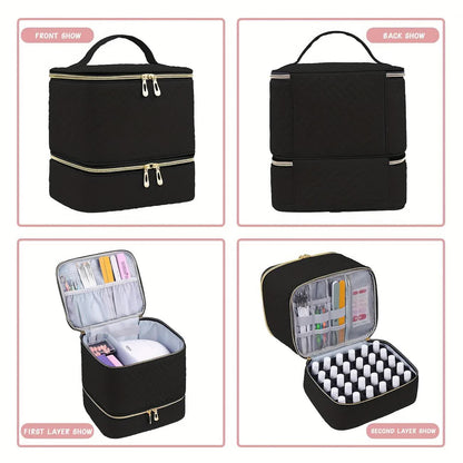 PINK Double-layer woven storage, scientifically organized with large capacity-Professional Nail Tool Carry-on V1232-MJSNB002