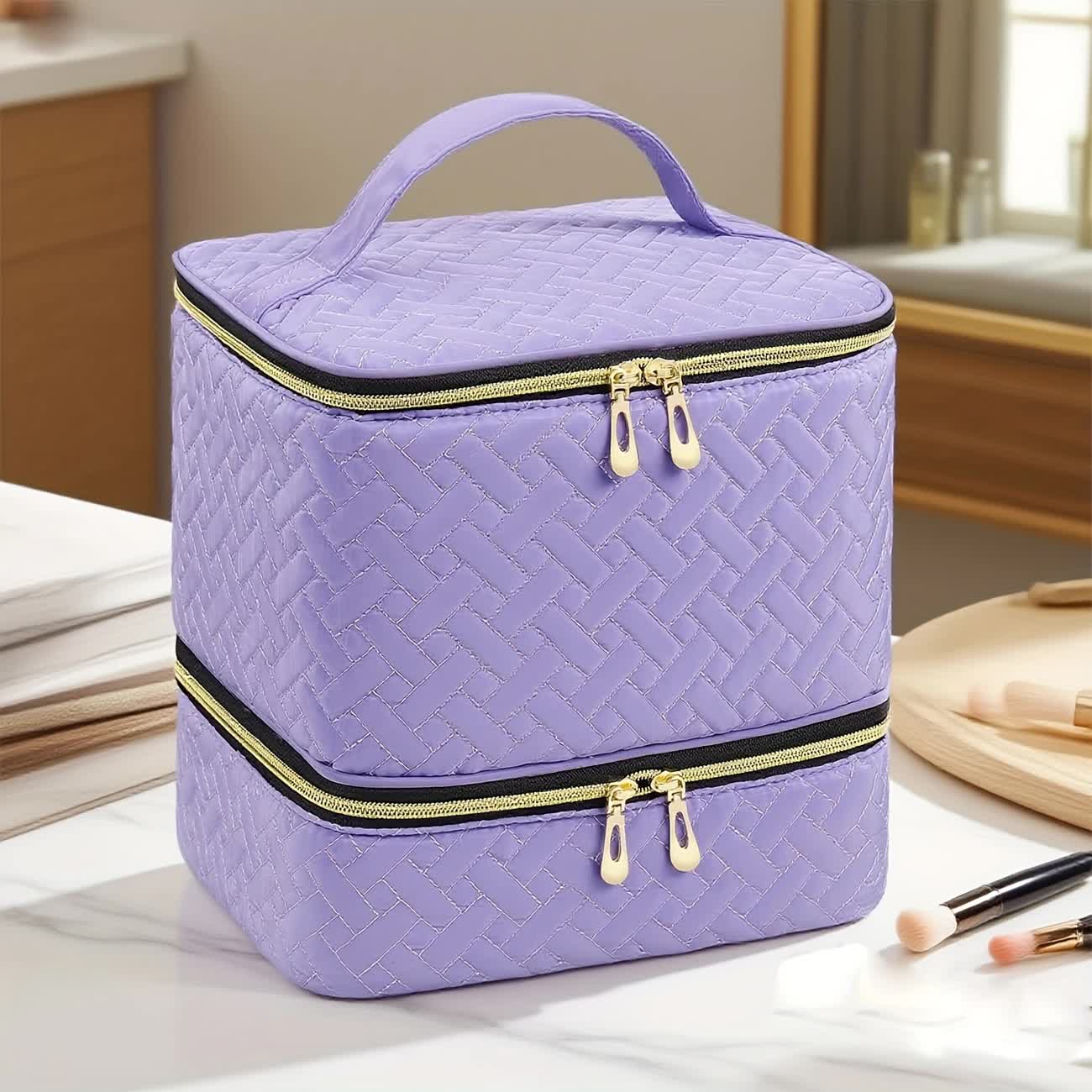 purple Double-layer woven storage, scientifically organized with large capacity-Professional Nail Tool V1232-MJSNB003
