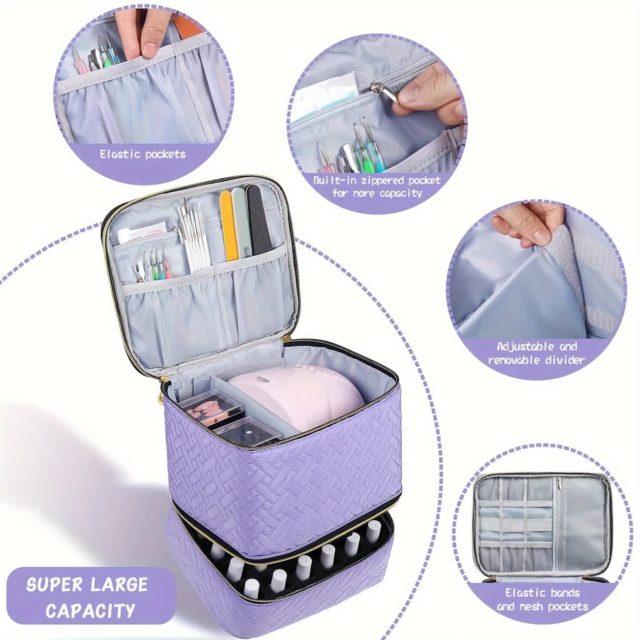 purple Double-layer woven storage, scientifically organized with large capacity-Professional Nail Tool V1232-MJSNB003