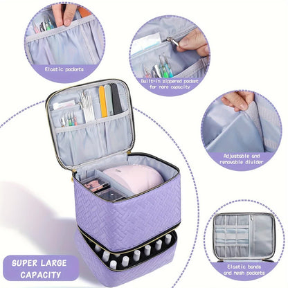 BLUE Double-layer woven storage, scientifically organized with large capacity-Professional Nail Tool Carry-on V1232-MJSNB004
