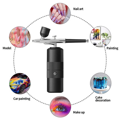 Pink Portable Wireless Airbrush Kit, Versatile for Nail Art, Painting, Makeup, and Model Making V1232-MJYSPJ002
