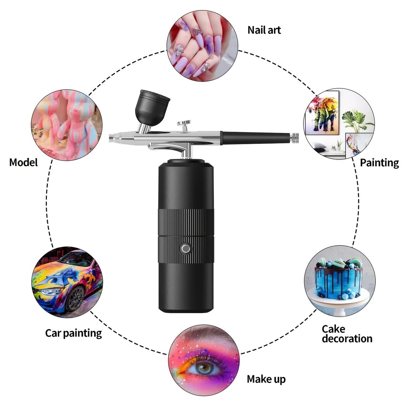 Green Portable Wireless Airbrush Kit, Versatile for Nail Art, Painting, Makeup, and Model Making V1232-MJYSPJ003