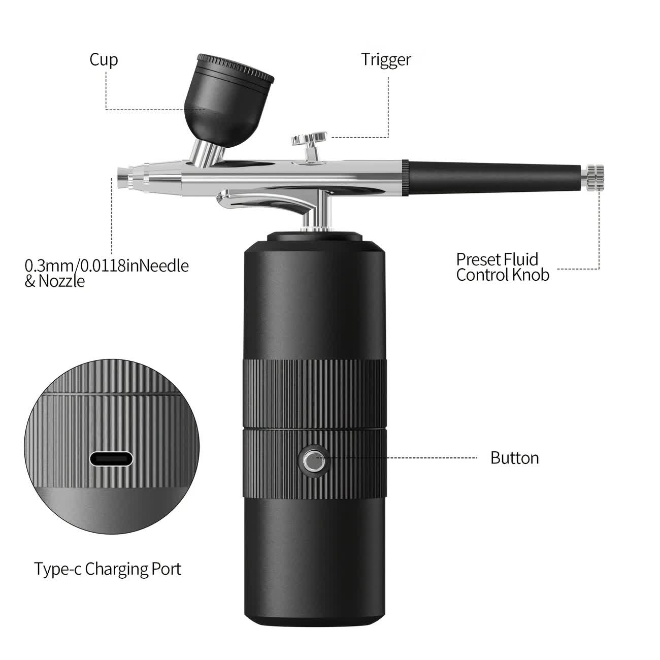 Green Portable Wireless Airbrush Kit, Versatile for Nail Art, Painting, Makeup, and Model Making V1232-MJYSPJ003