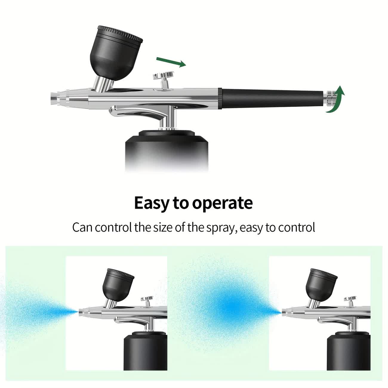 Green Portable Wireless Airbrush Kit, Versatile for Nail Art, Painting, Makeup, and Model Making V1232-MJYSPJ003