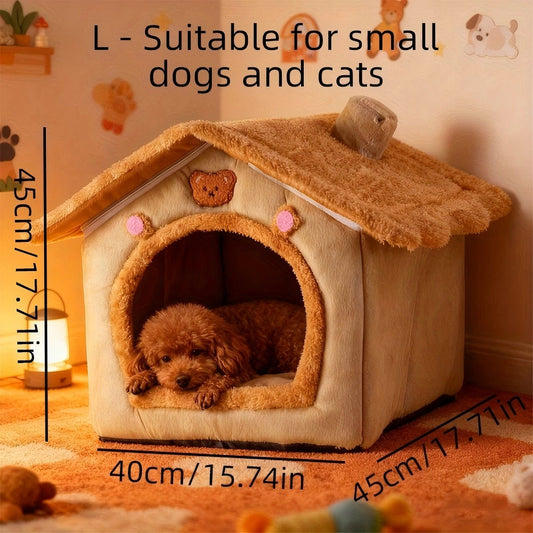 1 Pet Bed House for Cats, Detachable and Washable Cat House, Soft and Warm Winter Cat Bed, Small Dog Cave V1232-MMW001