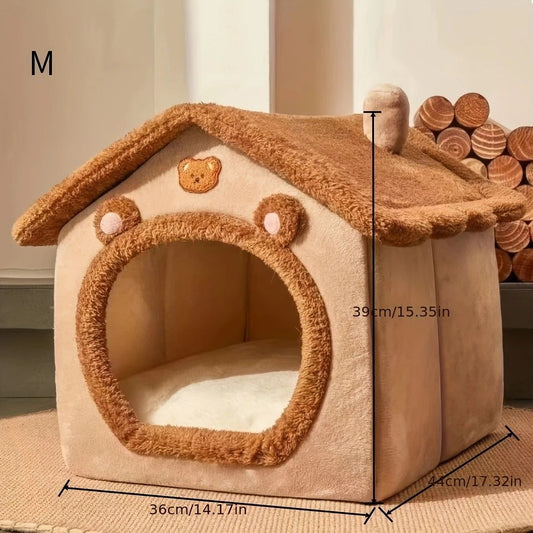 1 Pet Bed House for Cats, Detachable and Washable Cat House, Soft and Warm Winter Cat Bed, Small Dog Cave V1232-MMW002
