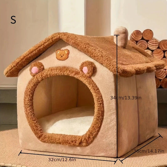 1 Pet Bed House for Cats, Detachable and Washable Cat House, Soft and Warm Winter Cat Bed, Small Dog Cave V1232-MMW003