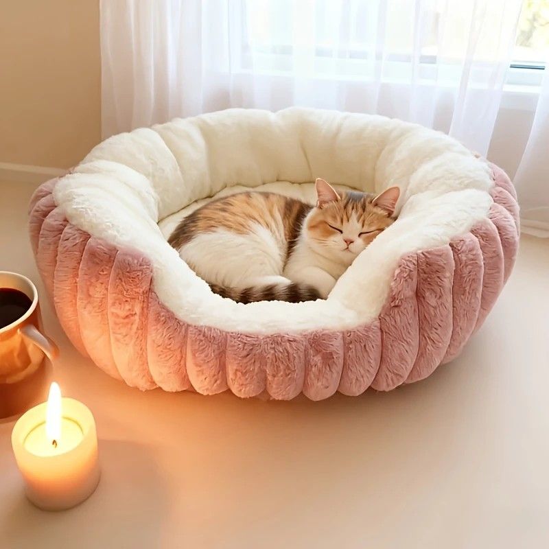 Pet owners are searching: Winter thick rabbit fur pet bed, ultimate cold-proof warmth solution(grey NO:M) V1232-MW002