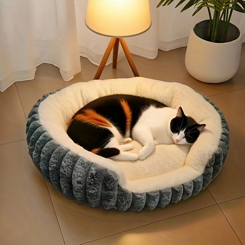 Pet owners are searching: Winter thick rabbit fur pet bed, ultimate cold-proof warmth solution(grey NO:M) V1232-MW002