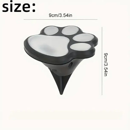 4PCS Dog Paw Solar Ground Light: Realistic paw print design, solar powered, auto on at night. Add warmth and charm to your garden pathway./white light