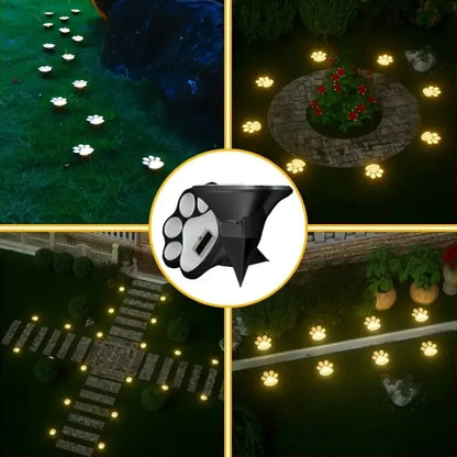 4PCS Dog Paw Solar Ground Light: Realistic paw print design, solar powered, auto on at night. Add warmth and charm to your garden pathway./white light