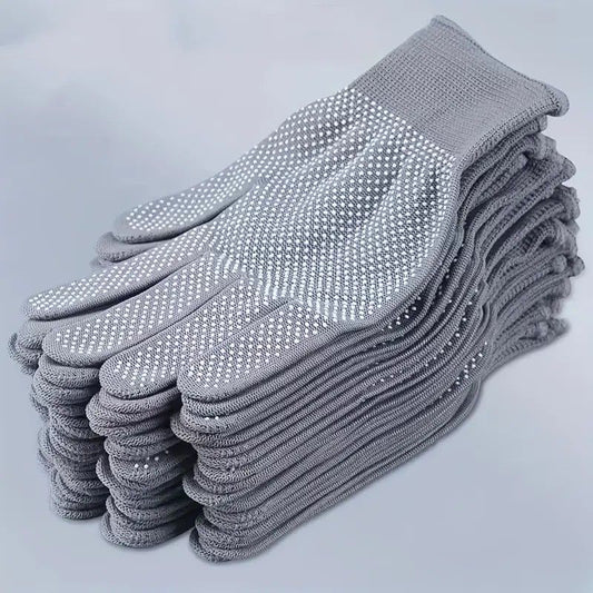 10 pairs Nylon Dot Grip Work Gloves - 13-Gauge PVC Dots Safety Gloves for Construction, Electrical & V1232-NLDZST002