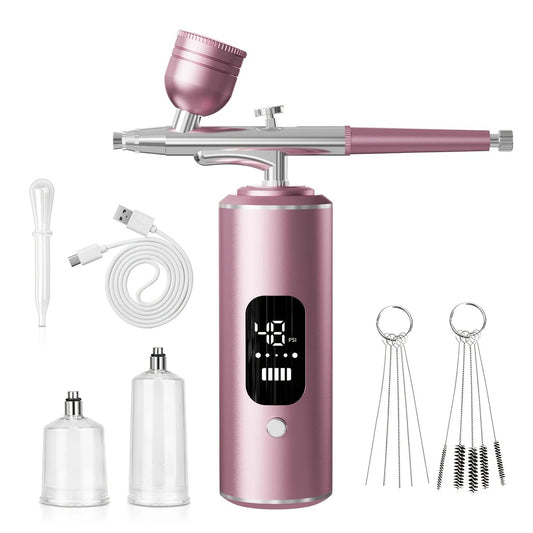 Pink Portable Wireless Airbrush Kit, ideal for nail art, painting, cake decoration, and makeup. Rechargeable V1232-NMZYBSZYY001