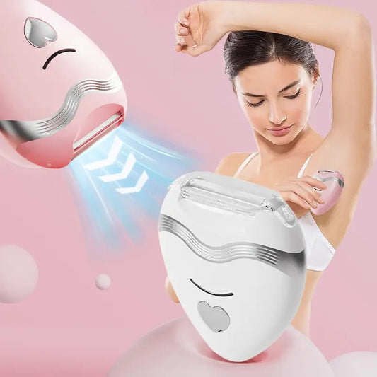 pink 3-in-1 Women's Electric Hair Remover, suitable for both dry and wet use. Designed for bikini, eyebrows, V1232-NSDXD001