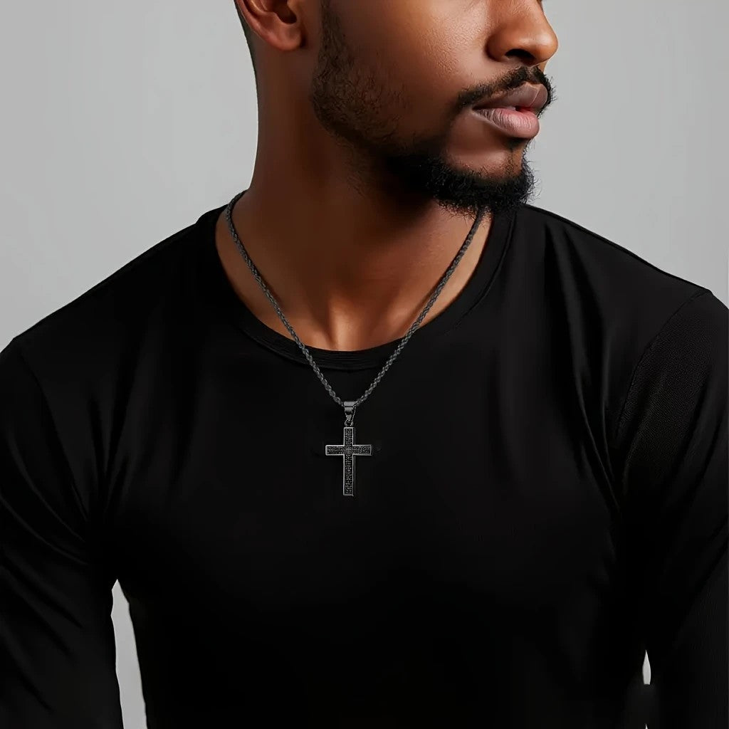 Titanium Steel Cross Necklace: Eternal Faith, Timeless Quality. BLACK V1232-NSSZXL001