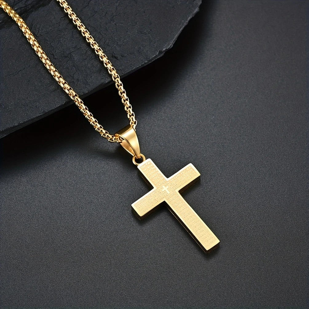 Titanium Steel Cross Necklace: Eternal Faith, Timeless Quality. BLACK V1232-NSSZXL001